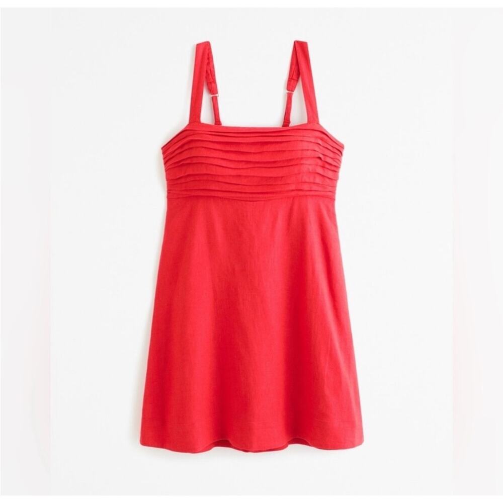 NWT A&F Emerson Linen Blend Red Mini Dress Skort Sz XXL Tall Pleated Front